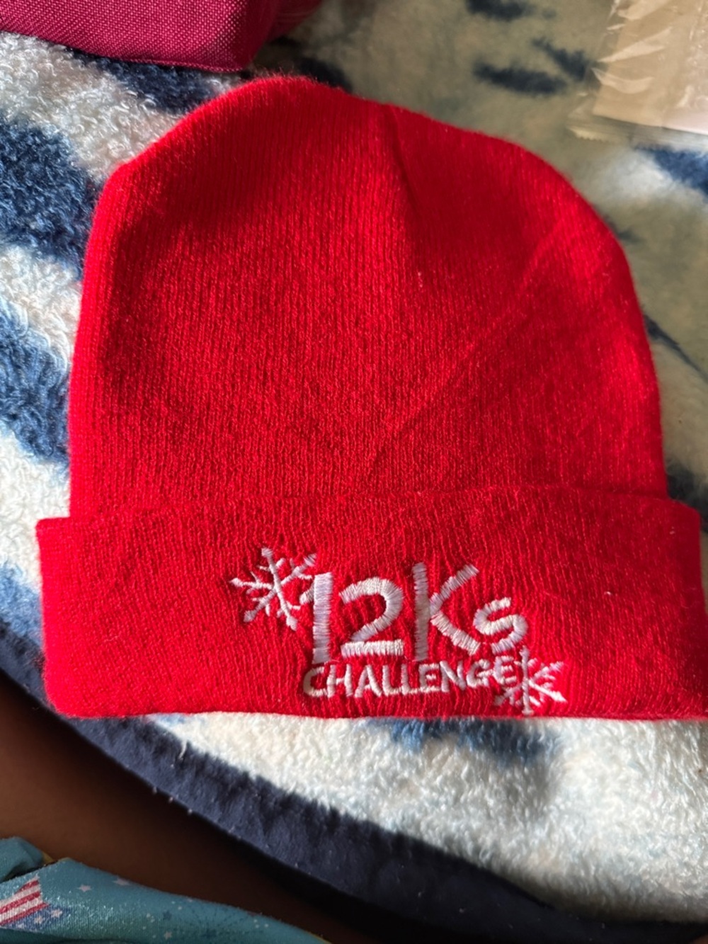 Red Knit Beanie with 2Ks Challenge Embroidery